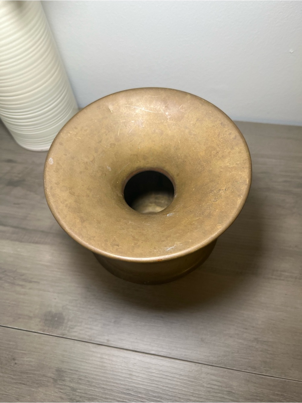 Brass Vintage Spittoon Vase - Antique Brass Planter - Picture 3 of 7